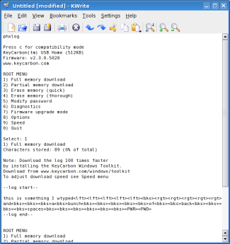 KWrite Key Logger Screenshot